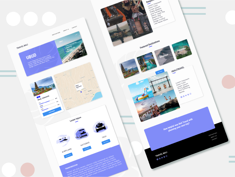 Multipage travel website screenshots desktop and mobile preview.